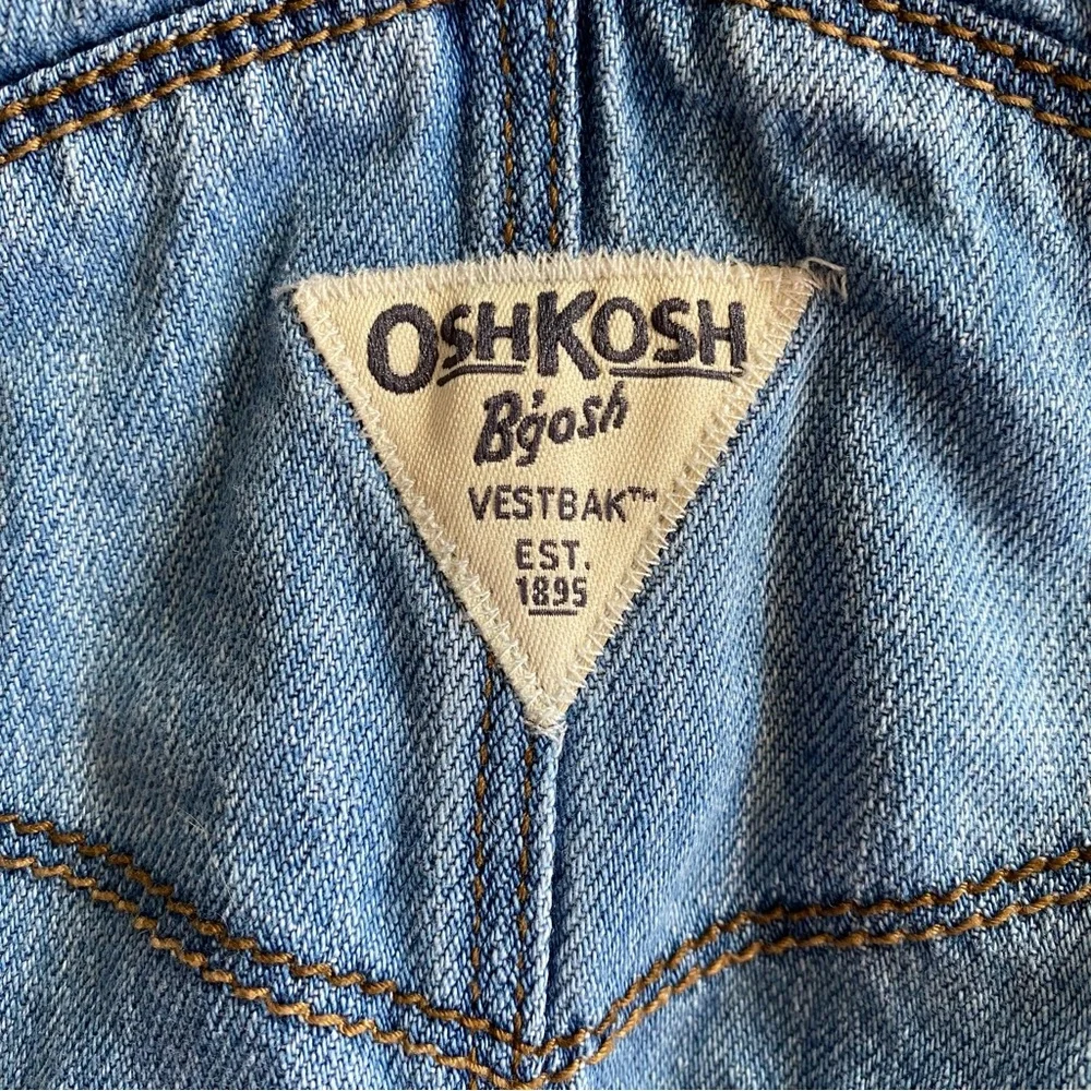 OshKosh B'gosh Baby Denim Overall Dress Size 9-12 mos Cotton Mixed Fabric Boho